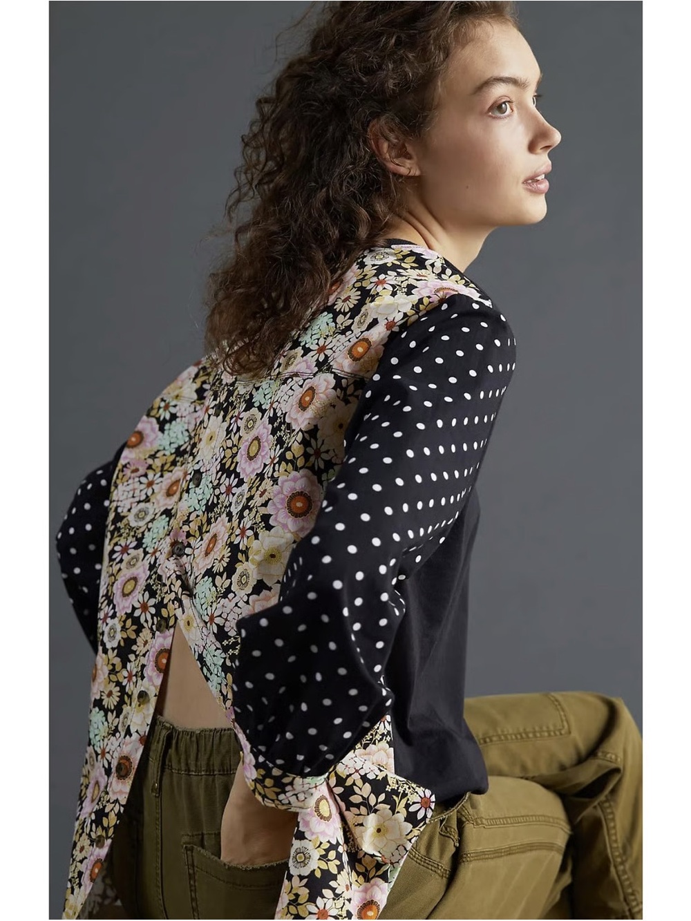Anthropologie Maeve Split Back Floral Top